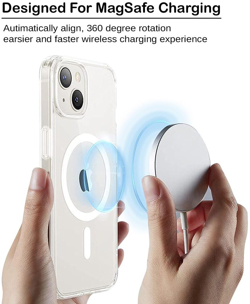 VAKIBO Megnatic Magsafe Transparent Soft with Hard back Back Cover Case With Camera Protection Ring Suitable for Apple iPhone 15