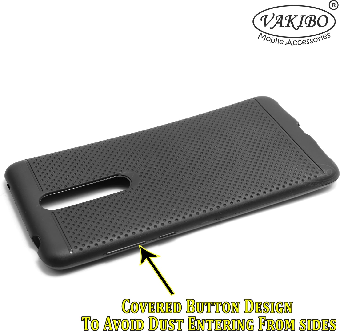 VAKIBO Dotted Design Black Coloured Soft TPU Back Cover Case Suitable for Nokia 3.1 Plus