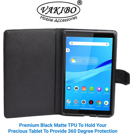 VAKIBO Mercury Premium Black Coloured made With Canvas and TPU Flip Cover Case Suitable for Nokia Tab T20