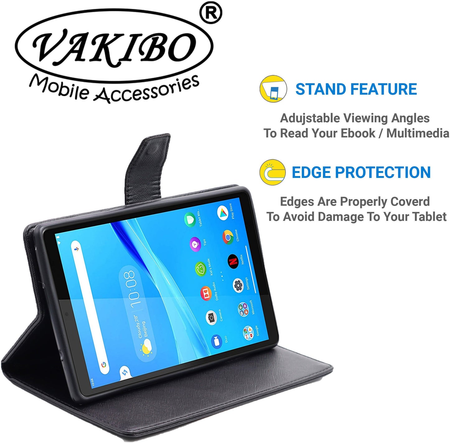 VAKIBO Mercury Premium Red Coloured made With Canvas and TPU Flip Cover Case Suitable for Nokia Tab T20