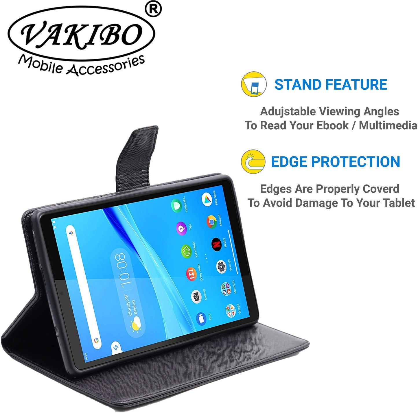 VAKIBO Mercury Premium Pink Coloured made With Canvas and TPU Flip Cover Case Suitable for Nokia Tab T20