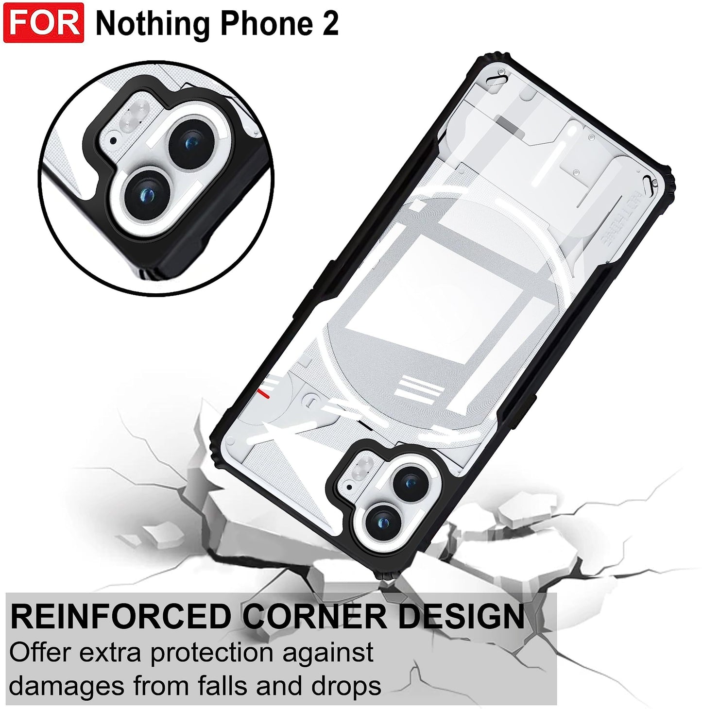 VAKIBO Super Premium Black Border Transparent Case With Corner Protection & Camera Protection Suitable for Nothing Phone 2