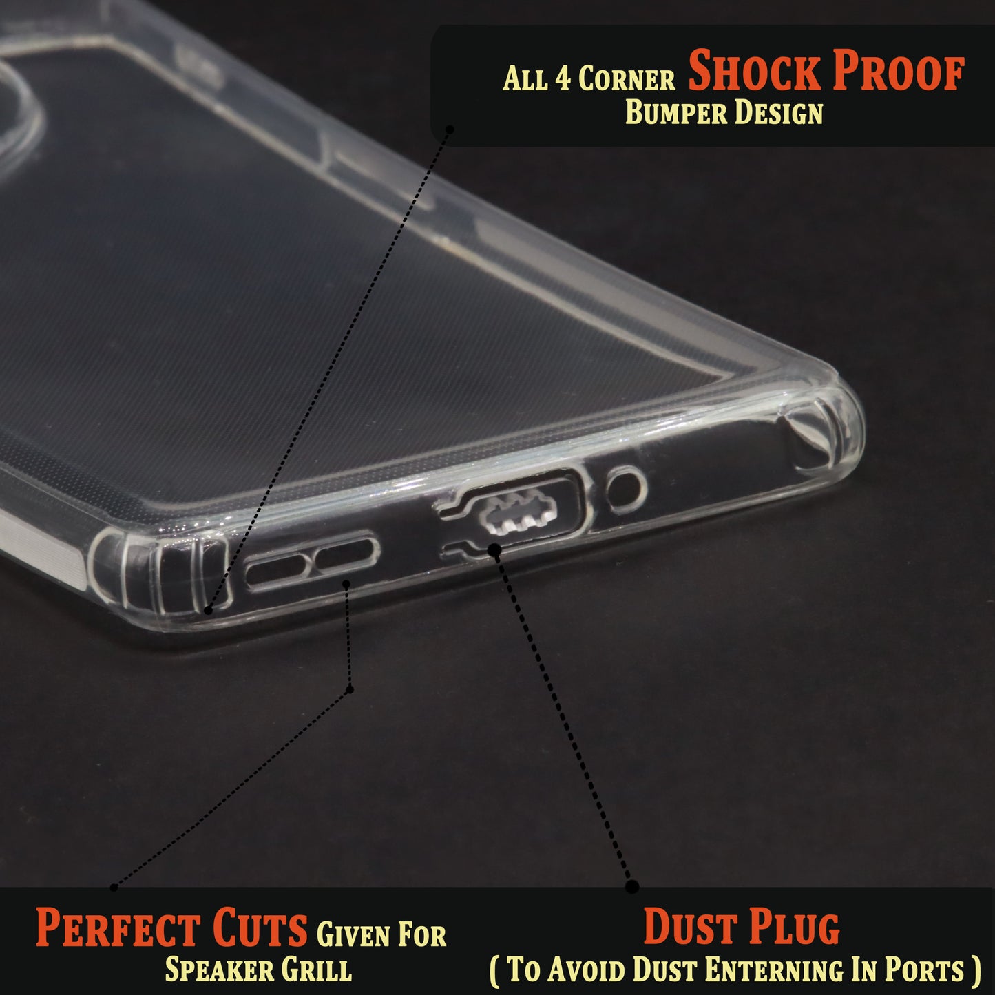 VAKIBO Super Premium Soft TPU Transparent Case With Dustplug,Side Grip,Corner Protection,lanyard Cuts,Camera Protection Suitable for OnePlus 11R