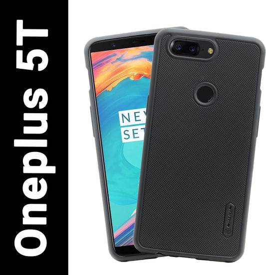 VAKIBO Niukin Dotted Design Black Coloured Soft TPU Rubber Back Cover Case With Camera Protection Ring Suitable for OnePlus 5T