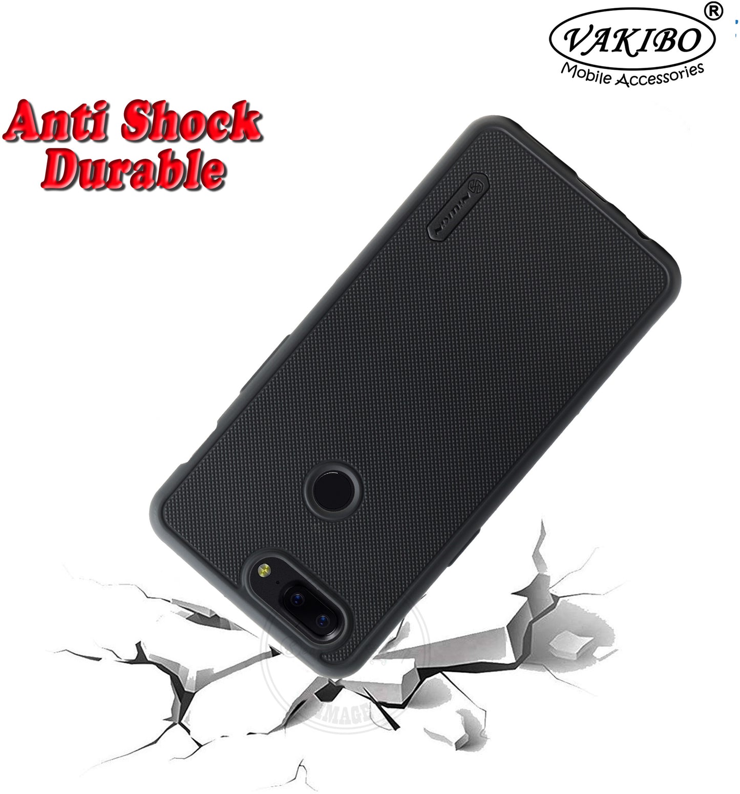 VAKIBO Niukin Dotted Design Black Coloured Soft TPU Rubber Back Cover Case With Camera Protection Ring Suitable for OnePlus 5T
