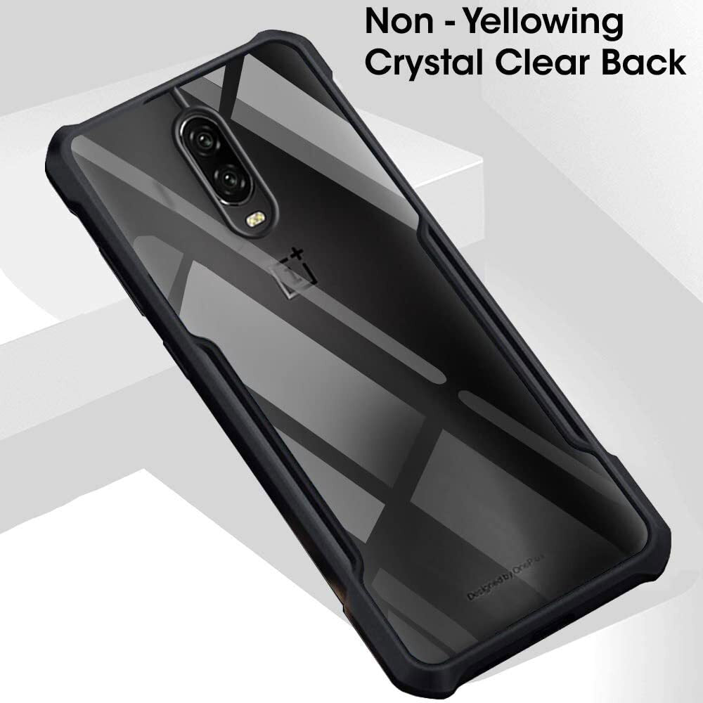 VAKIBO Super Premium Black Border Transparent Case With Corner Protection & Camera Protection Suitable for Oneplus 6T