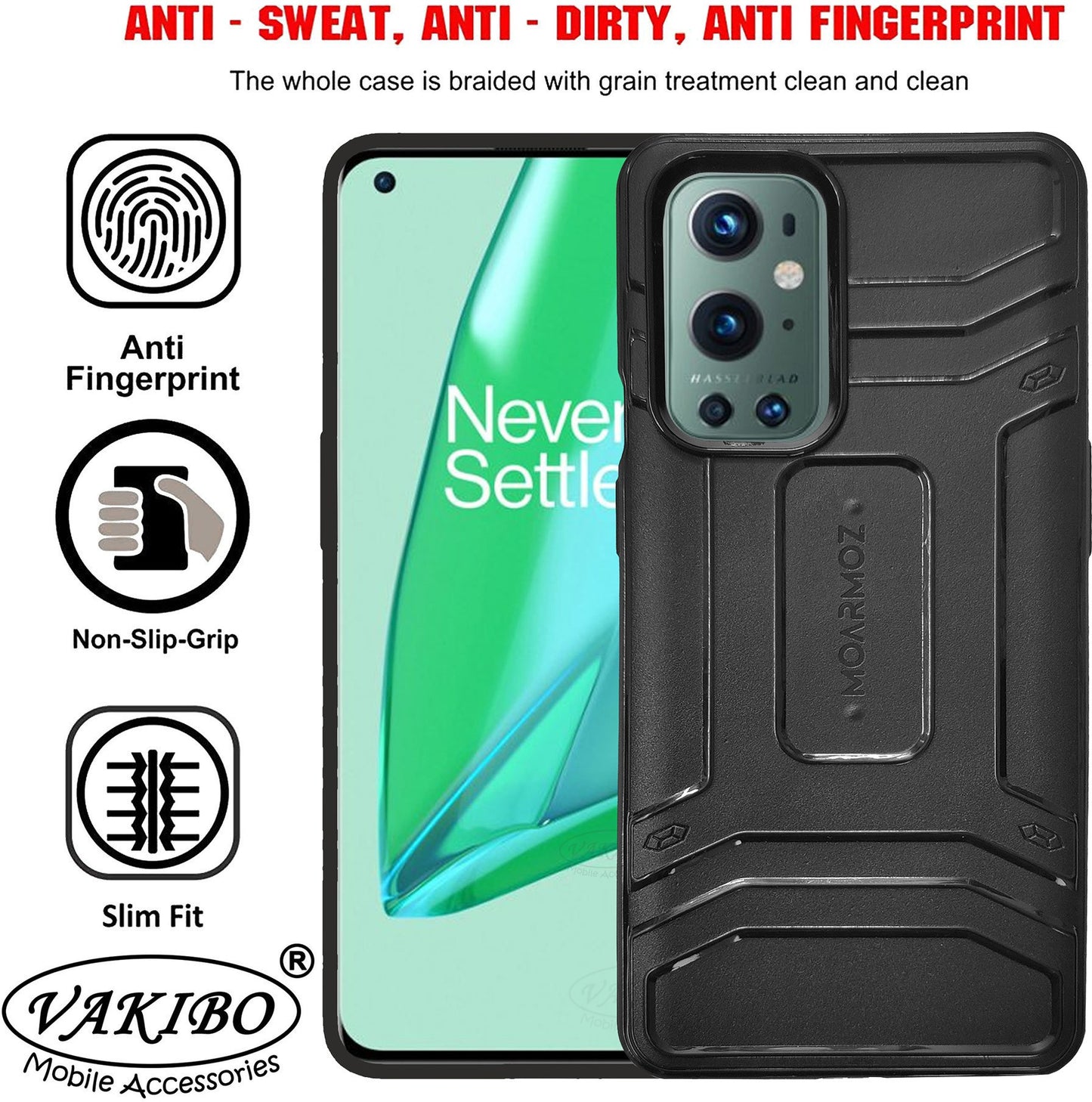 VAKIBO Moarmoz Shock Proof Black Coloured Soft TPU Back Cover Case Suitable for Oneplus 9 Pro