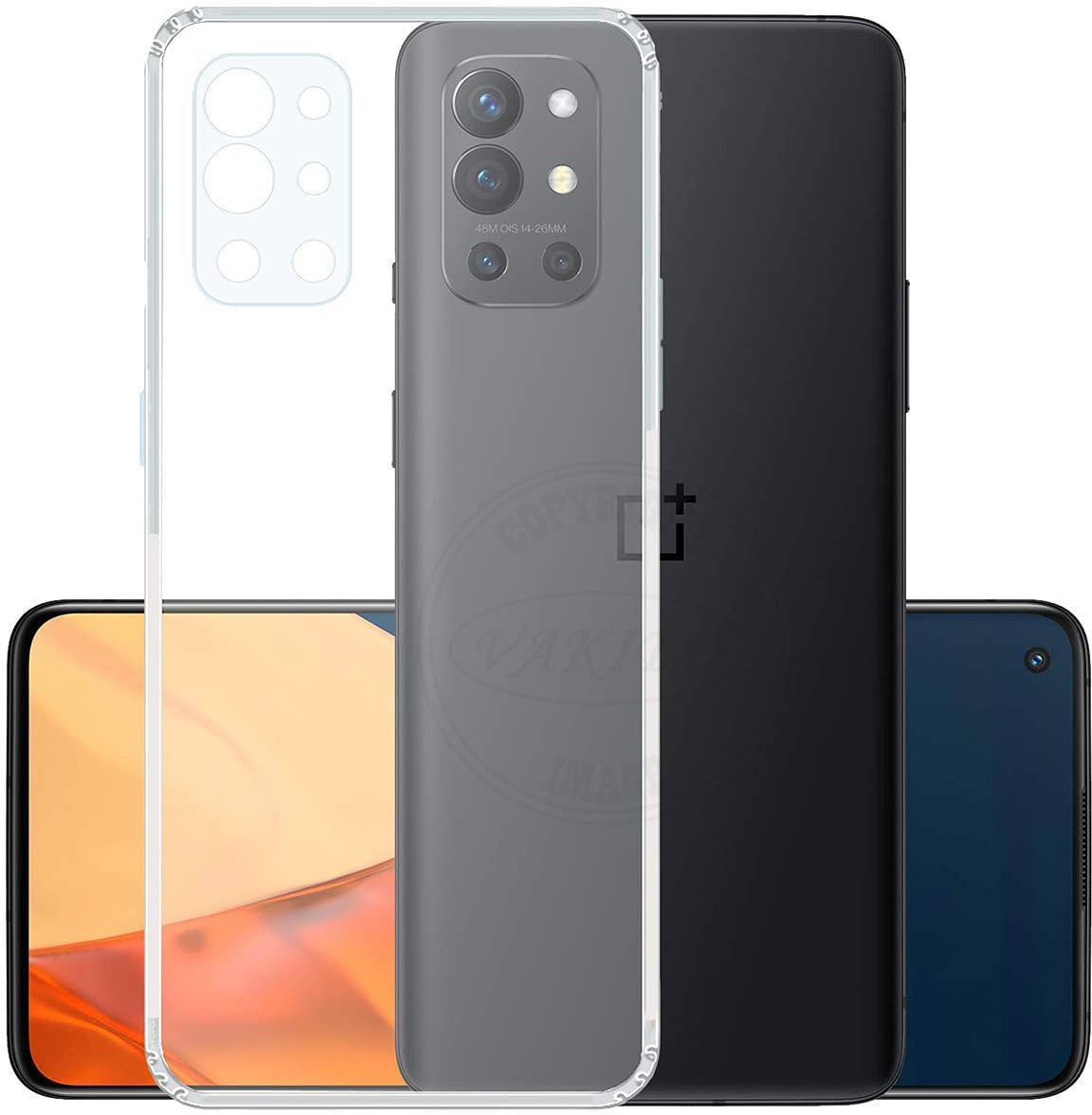 VAKIBO Super Premium Soft TPU Transparent Case With Dustplug,Side Grip,Corner Protection,lanyard Cuts,Camera Protection Suitable for Oneplus 9R