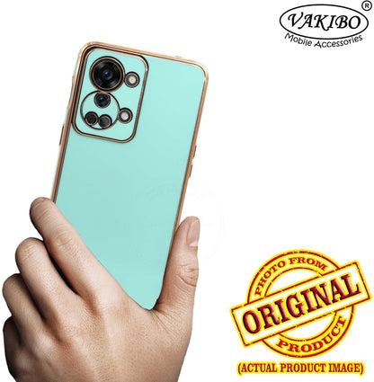 VAKIBO Golden Chrome Border Pista Green Coloured Soft TPU Back Cover Case With Camera Protection Suitable for OnePlus Nord 2T