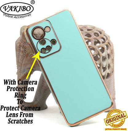 VAKIBO Golden Chrome Border Pista Green Coloured Soft TPU Back Cover Case With Camera Protection Suitable for OnePlus Nord 2T