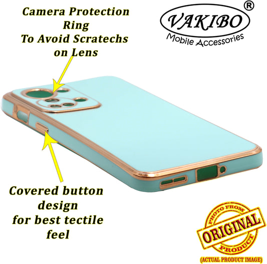 VAKIBO Golden Chrome Border Pista Green Coloured Soft TPU Back Cover Case With Camera Protection Suitable for OnePlus Nord 2T