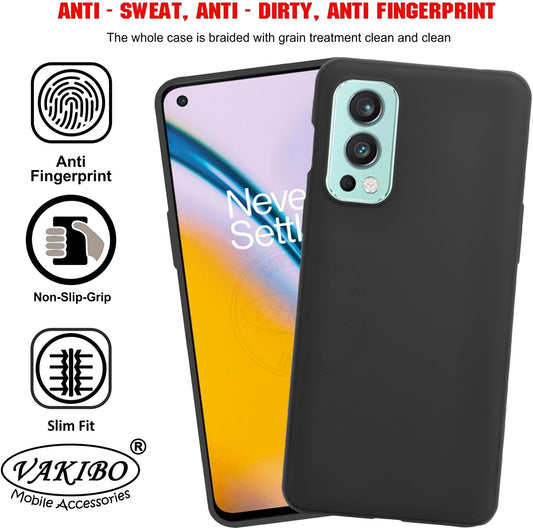VAKIBO Matte Frosted Black Coloured Soft TPU Back Cover Case Suitable for OnePlus Nord 2