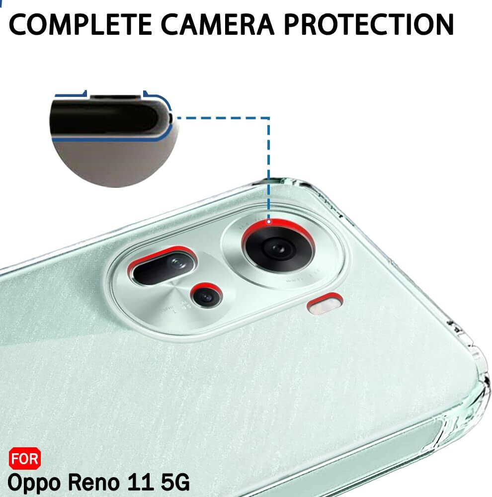 VAKIBO Premium Clear 1.5MM Thick Transparent Soft TPU Rubber Back Cover Case With Camera Protection Suitable for Oppo Reno11
