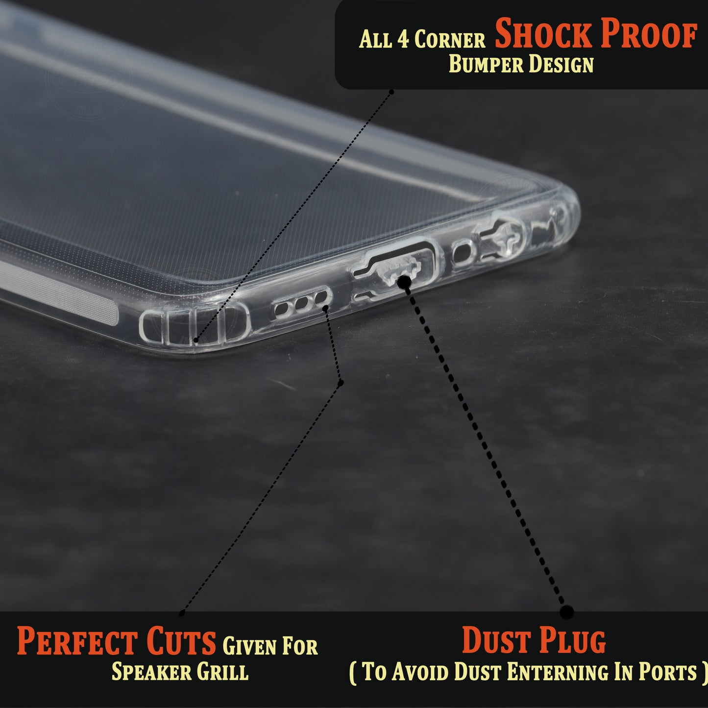 VAKIBO Super Premium Soft TPU Transparent Case With Dustplug,Side Grip,Corner Protection,lanyard Cuts,Camera Protection Suitable for Oppo A16k