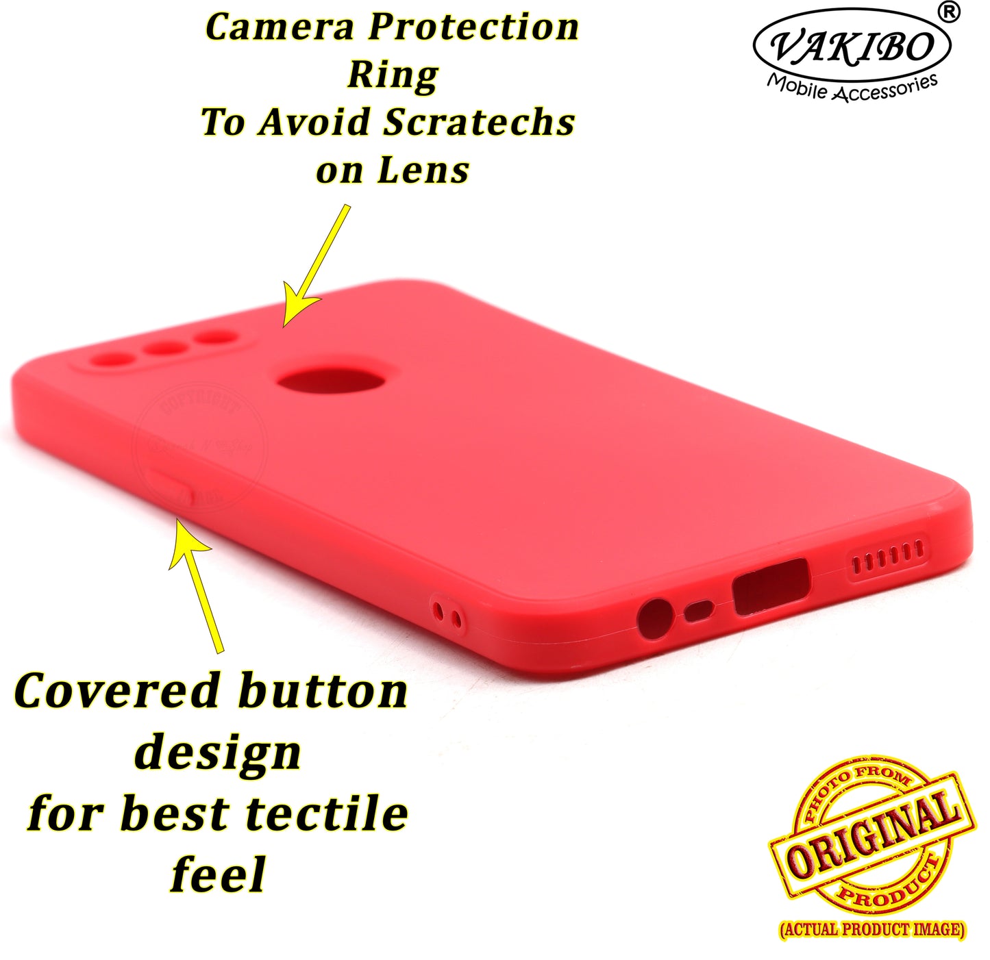 VAKIBO Red Coloured Back Cover Case Suitable for Realme C1