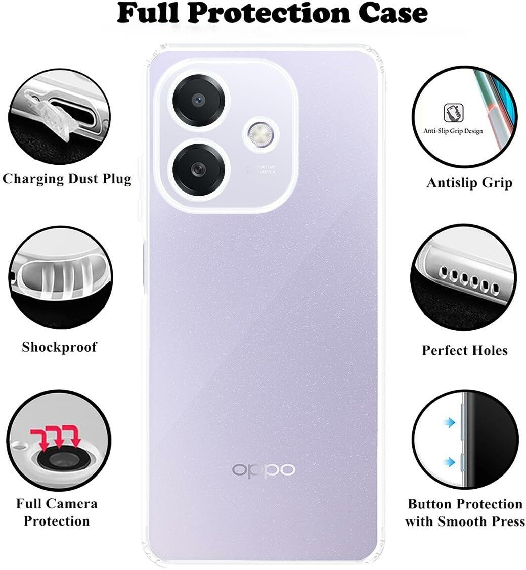 VAKIBO Premium Clear 1.5MM Thick Transparent Soft TPU Rubber Back Cover Case With Camera Protection Suitable for Oppo A3X