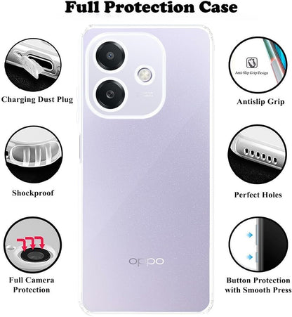 VAKIBO Premium Clear 1.5MM Thick Transparent Soft TPU Rubber Back Cover Case With Camera Protection Suitable for Oppo A3X