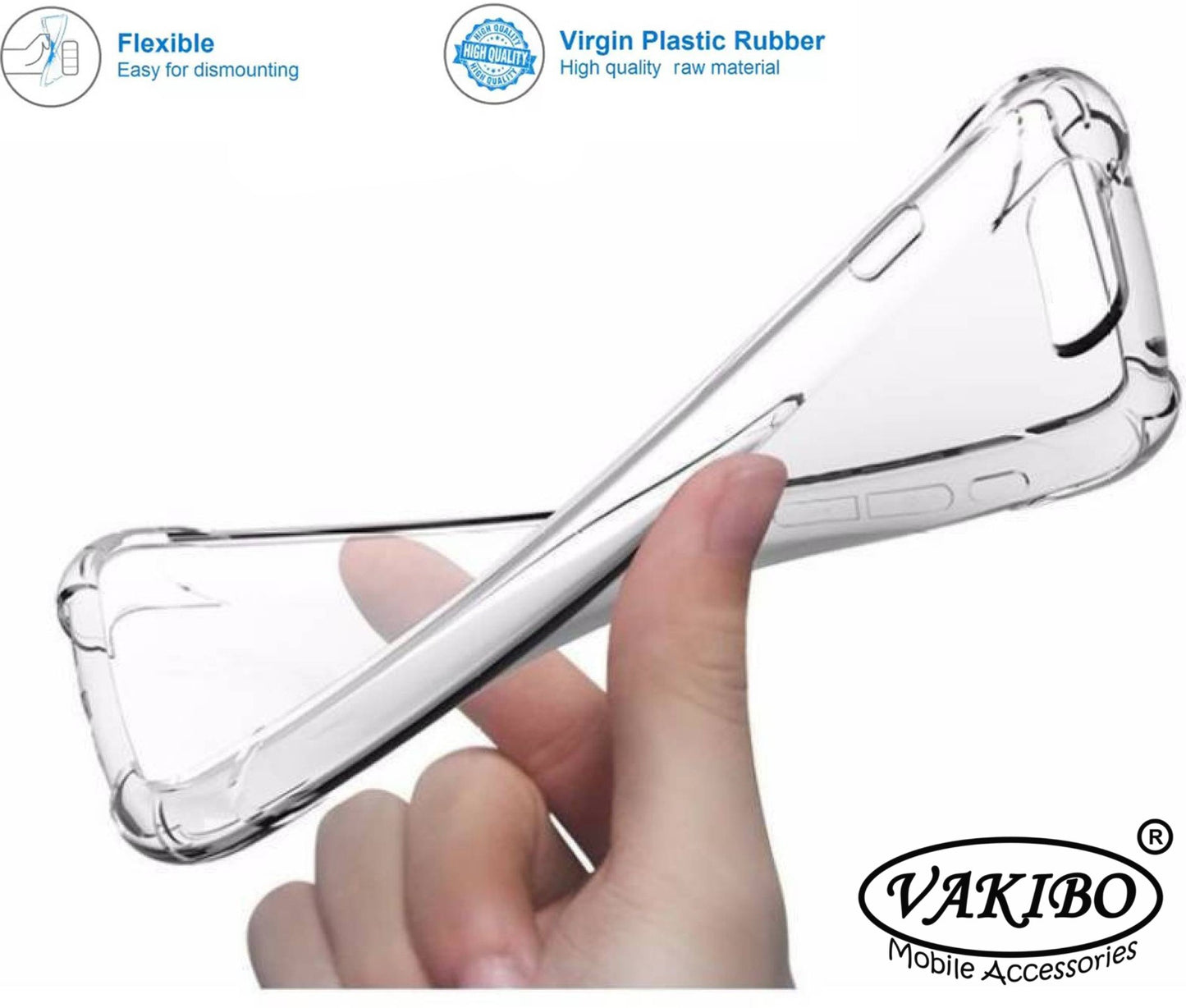 VAKIBO Super Premium Soft TPU Transparent Case With Dustplug,Side Grip,Corner Protection,lanyard Cuts,Camera Protection Suitable for Oppo A5 2020