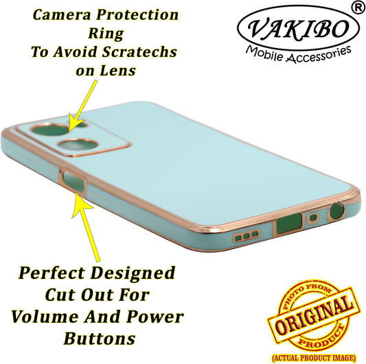 VAKIBO Golden Chrome Border Pista Green Coloured Soft TPU Back Cover Case With Camera Protection Suitable for Oppo A57