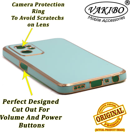 VAKIBO Golden Chrome Border Pista Green Coloured Soft TPU Back Cover Case With Camera Protection Suitable for Oppo A96