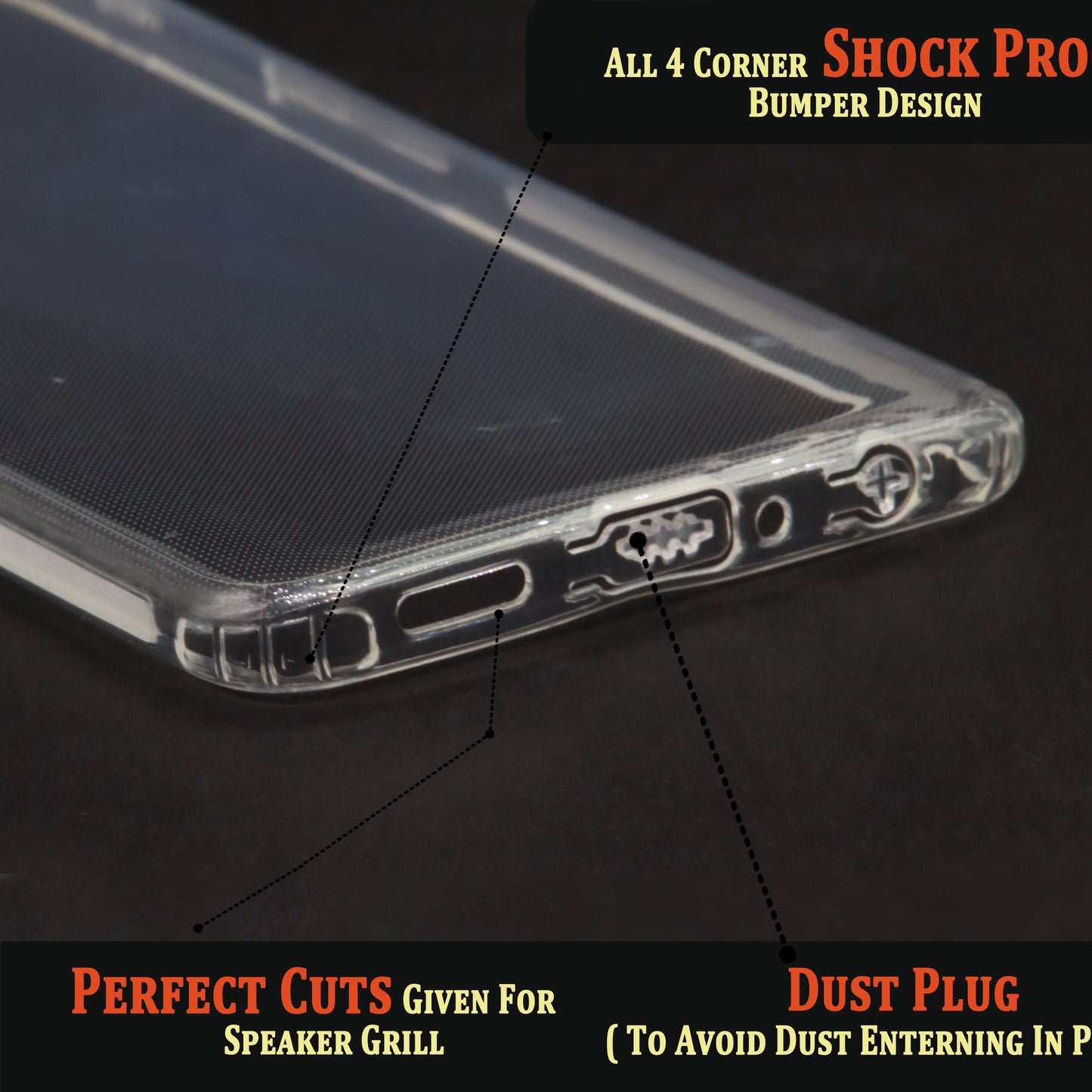 VAKIBO Super Premium Soft TPU Transparent Case With Dustplug,Side Grip,Corner Protection,lanyard Cuts,Camera Protection Suitable for Oppo F15