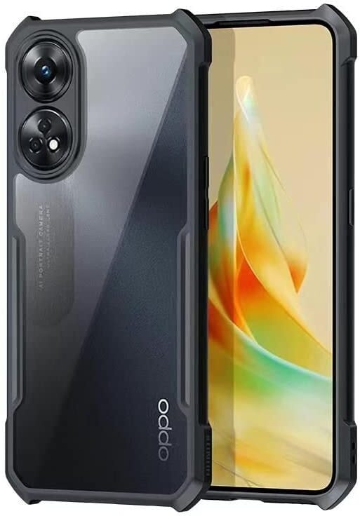 VAKIBO Best Selling Black and Transparent Back Cover Case Made With Soft TPU and Acrylic With 4 Corner and Camera Protection Suitable for Oppo F23 5G