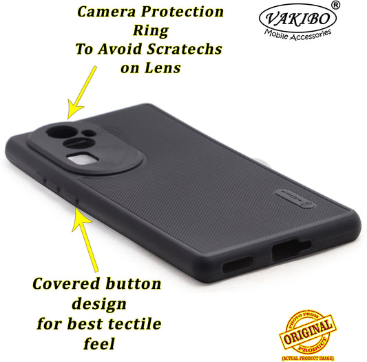 VAKIBO Niukin Dotted Design Black Coloured Soft TPU Rubber Back Cover Case With Camera Protection Ring Suitable for Oppo Reno 10 Pro Plus
