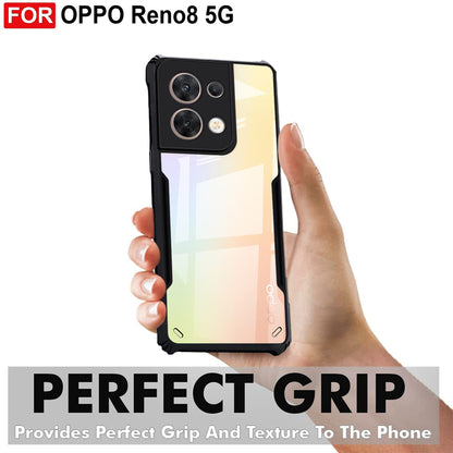 VAKIBO Best Selling Black and Transparent Back Cover Case Made With Soft TPU and Acrylic With 4 Corner and Camera Protection Suitable for Oppo Reno 8