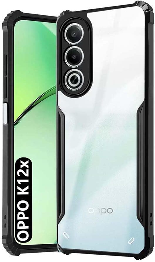 VAKIBO Super Premium Black Border Transparent Case With Corner Protection & Camera Protection Suitable for Oppo K12x
