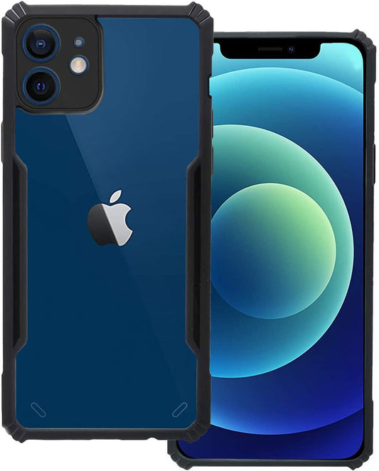 VAKIBO Best Selling Black and Transparent Back Cover Case Made With Soft TPU and Acrylic With 4 Corner and Camera Protection Suitable for Apple iPhone 12
