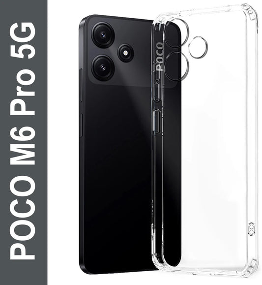 VAKIBO Premium Clear 1.5MM Thick Transparent Soft TPU Rubber Back Cover Case With Camera Protection Suitable for Mi Poco M6 Pro 5G