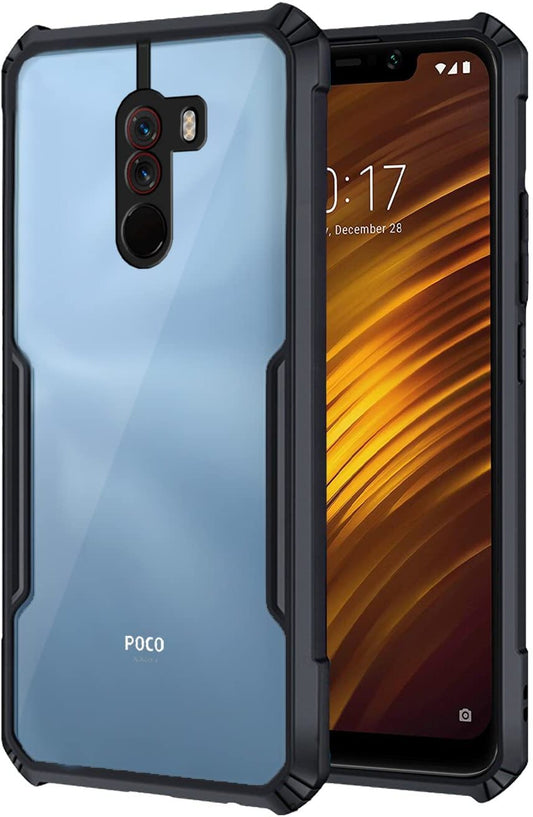 VAKIBO Best Selling Black and Transparent Back Cover Case Made With Soft TPU and Acrylic With 4 Corner and Camera Protection Suitable for Mi Poco F1