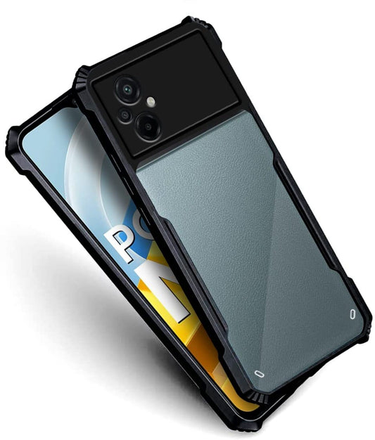 VAKIBO Super Premium Black Border Transparent Case With Corner Protection & Camera Protection Suitable for Mi Poco M4 5G