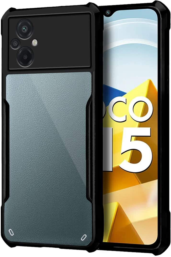 VAKIBO Super Premium Black Border Transparent Case With Corner Protection & Camera Protection Suitable for Mi Poco M4 5G