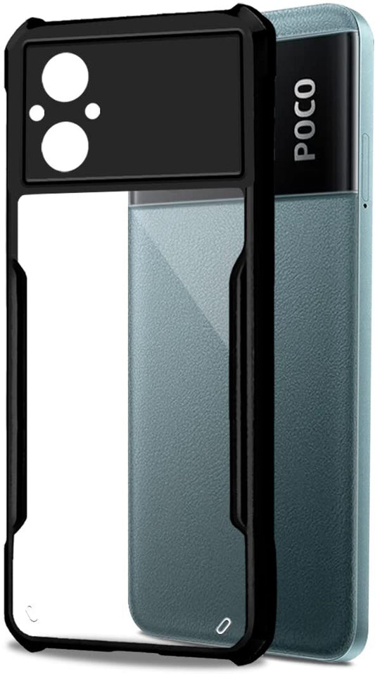VAKIBO Super Premium Black Border Transparent Case With Corner Protection & Camera Protection Suitable for Mi Poco M5 4G