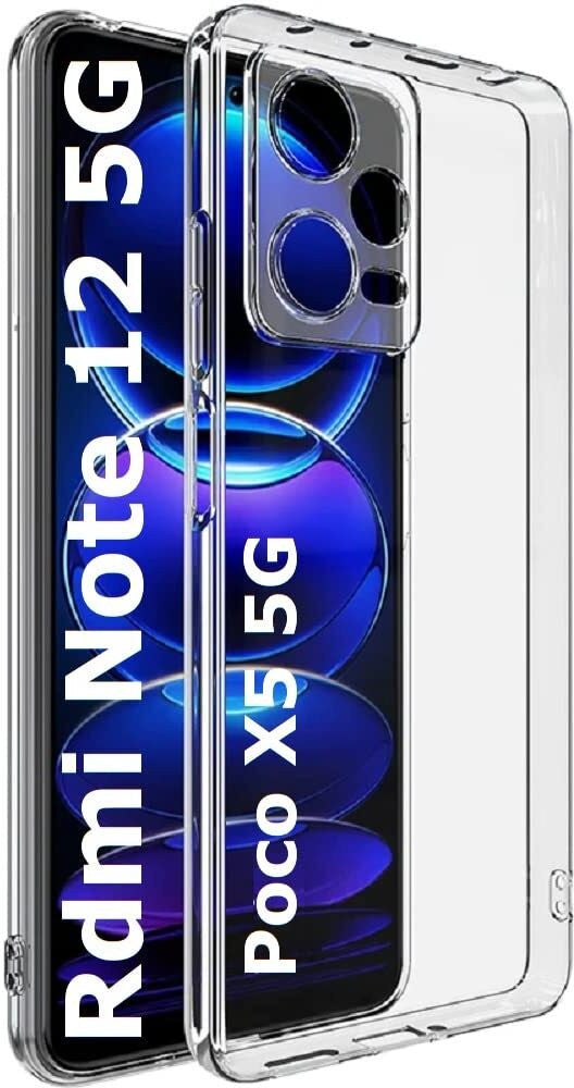 VAKIBO Premium Clear 2MM Thick Transparent Soft TPU Rubber Back Cover Case With Camera Protection Suitable for Mi Redmi Note 12 5G