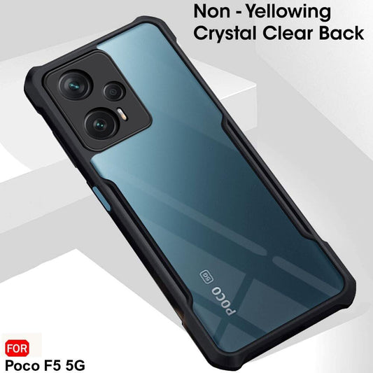 VAKIBO Best Selling Black and Transparent Back Cover Case Made With Soft TPU and Acrylic With 4 Corner and Camera Protection Suitable for Mi Poco F5