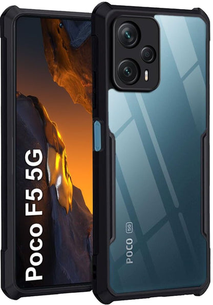 VAKIBO Best Selling Black and Transparent Back Cover Case Made With Soft TPU and Acrylic With 4 Corner and Camera Protection Suitable for Mi Poco F5