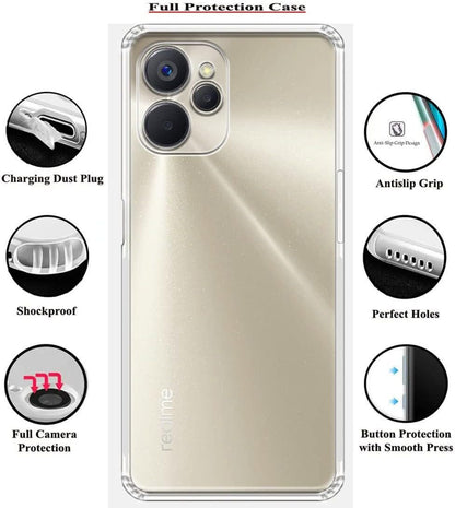 VAKIBO Premium Clear 1.5MM Thick Transparent Soft TPU Rubber Back Cover Case With Camera Protection Suitable for Realme 9i 5G