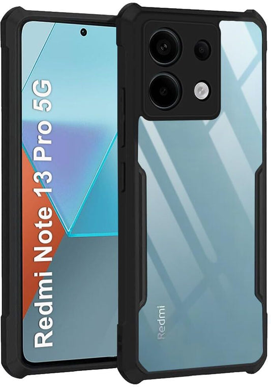 VAKIBO Best Selling Black and Transparent Back Cover Case Made With Soft TPU and Acrylic With 4 Corner and Camera Protection Suitable for Mi Redmi Note 13 Pro