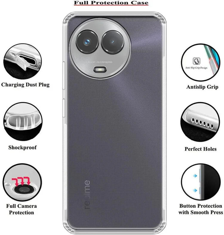VAKIBO Premium Clear 1.5MM Thick Transparent Soft TPU Rubber Back Cover Case With Camera Protection Suitable for Realme Narzo 60X