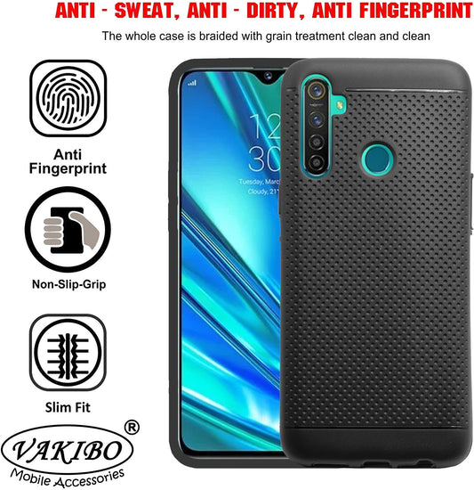 VAKIBO Dotted Design Black Coloured Soft TPU Back Cover Case Suitable for Realme 5s