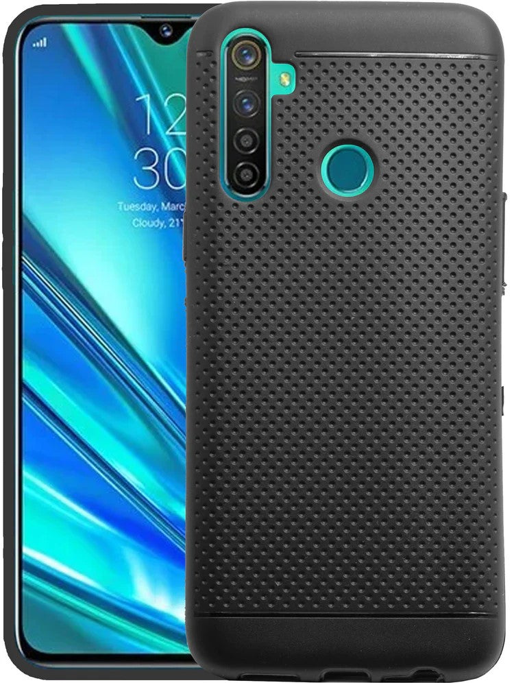 VAKIBO Dotted Design Black Coloured Soft TPU Back Cover Case Suitable for Realme 5s