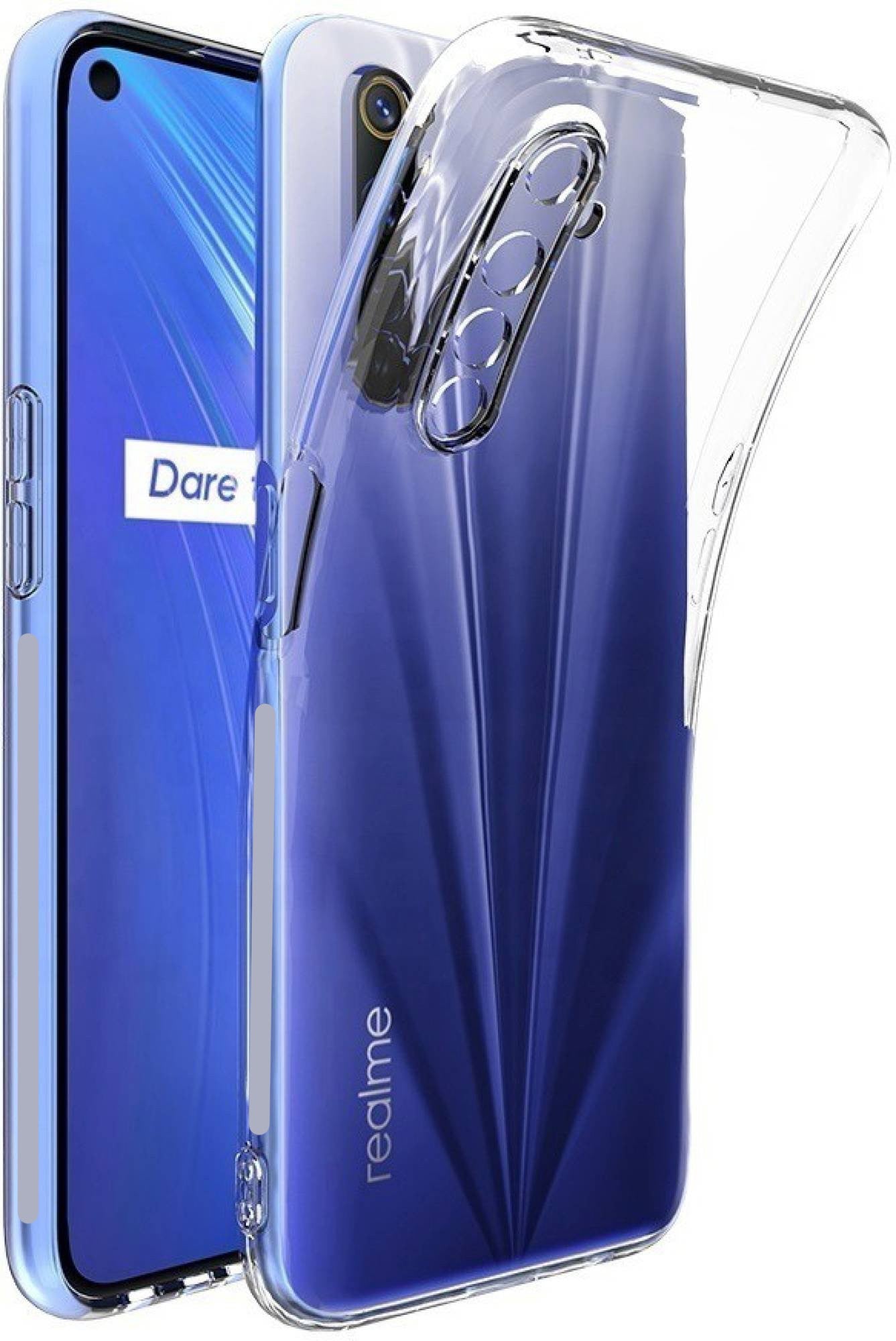 VAKIBO Super Premium Soft TPU Transparent Case With Dustplug,Side Grip,Corner Protection,lanyard Cuts,Camera Protection Suitable for Realme 6