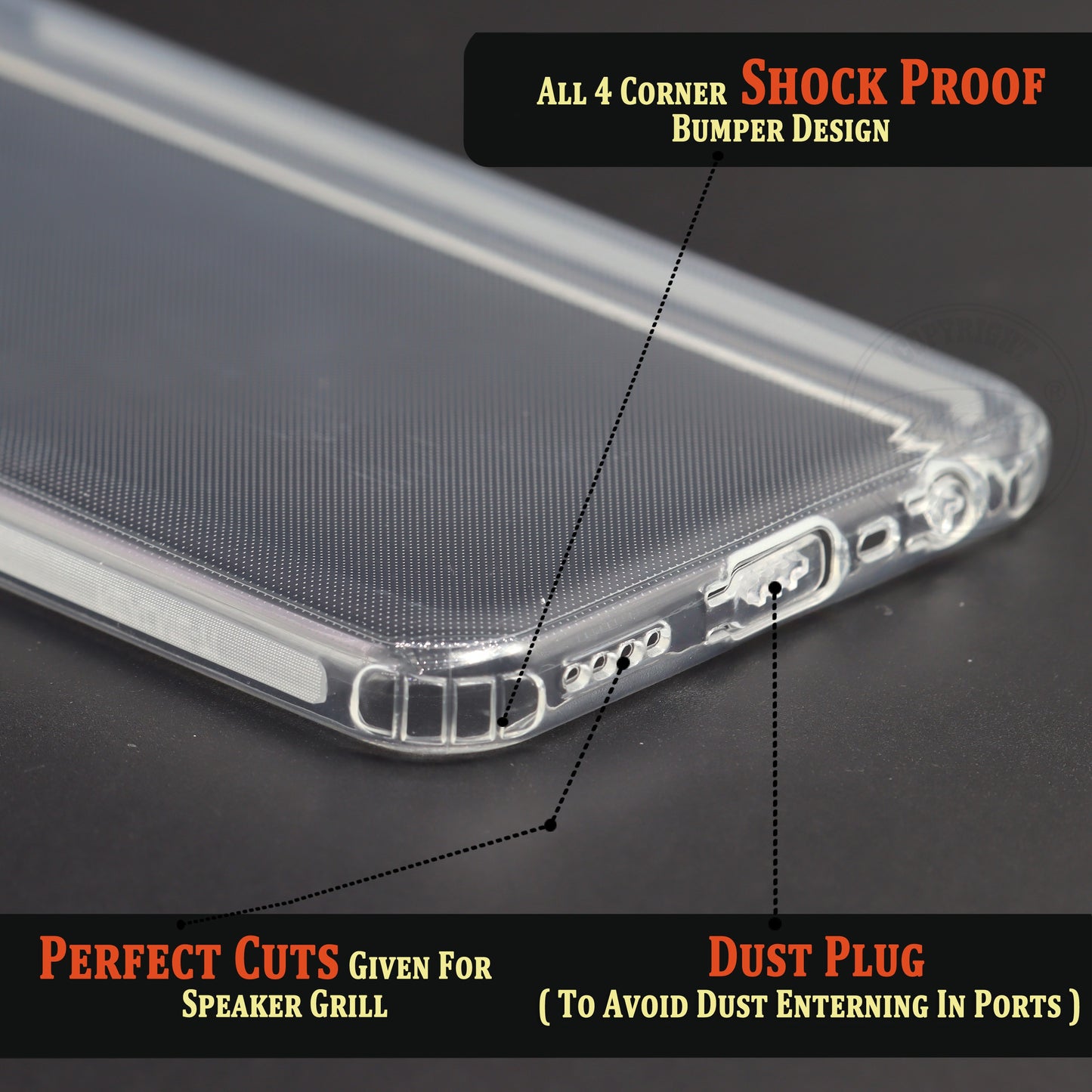 VAKIBO Super Premium Soft TPU Transparent Case With Dustplug,Side Grip,Corner Protection,lanyard Cuts,Camera Protection Suitable for Realme 7i