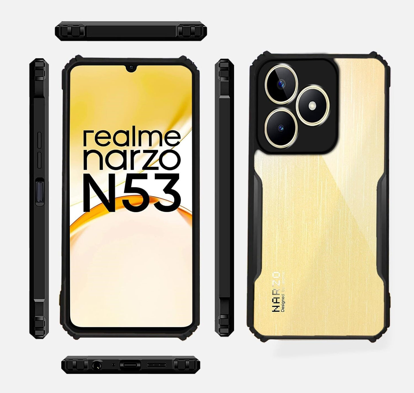 VAKIBO Super Premium Black Border Transparent Case With Corner Protection & Camera Protection Suitable for Realme C53