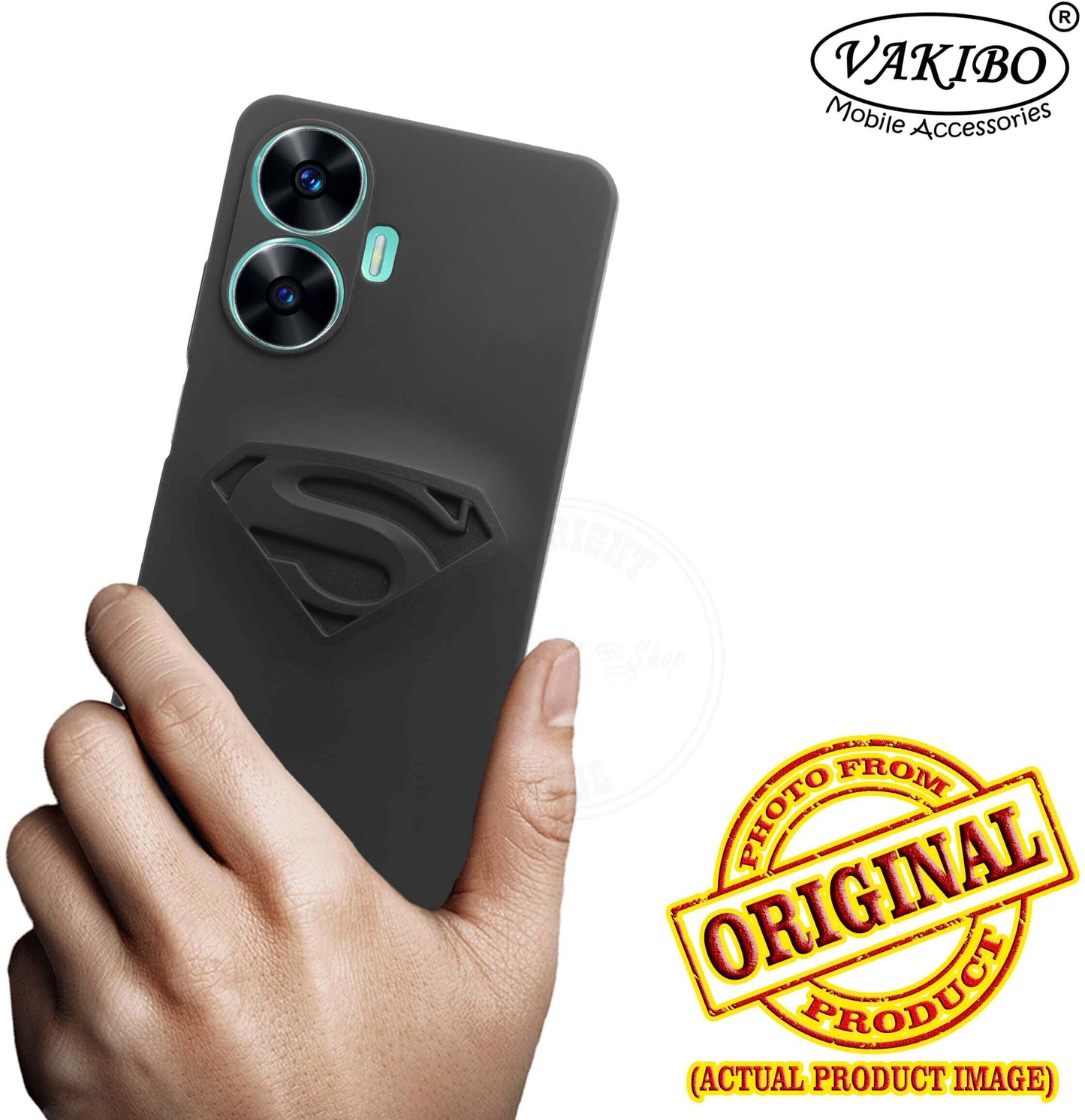 VAKIBO Black Coloured Back Cover Case Suitable for Realme Narzo N55