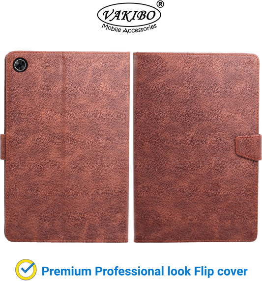 VAKIBO Premium Dotted Design Dark Brown Coloured Synthetic Leather Tablet Flip cover Suitable for Realme Pad 10.4