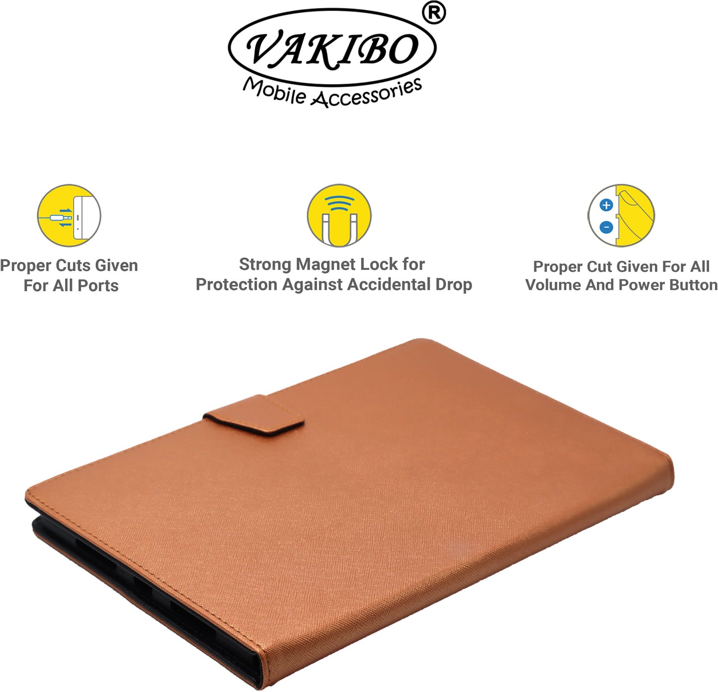 VAKIBO Mercury Premium Copper Coloured made With Canvas and TPU Flip Cover Case Suitable for Realme Pad 10.4