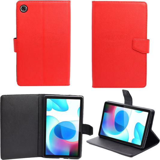 VAKIBO Mercury Premium Red Coloured made With Canvas and TPU Flip Cover Case Suitable for Realme Pad 10.4